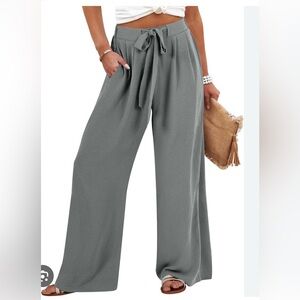 Light Weight Elegant Gray Summer Women's Wide-Leg Pants